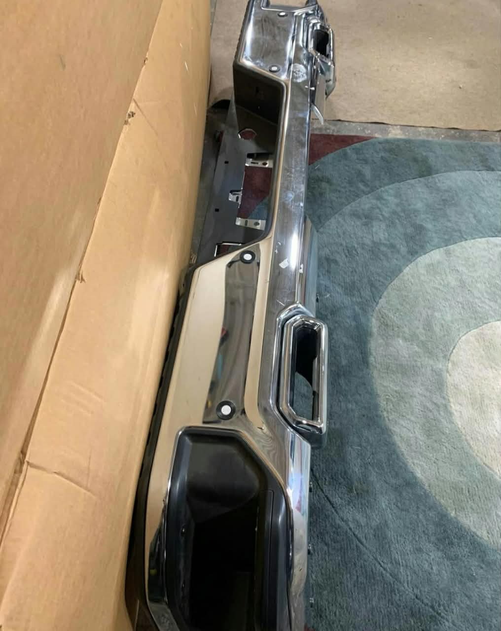 Rear bumper Chevy Silverado GMC Sierra 1500 half ton Chrome dual exhaust no P/A